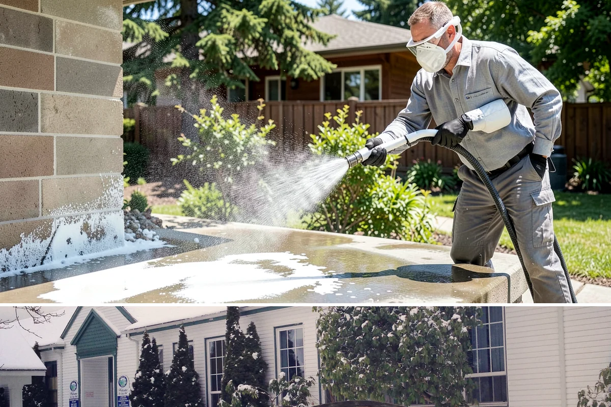 Concrete Surface Cleaning in Pacific, King County, WA - Clean concrete surfaces in spring or summer once the weather dries out, clearing the film that builds through the wet season.