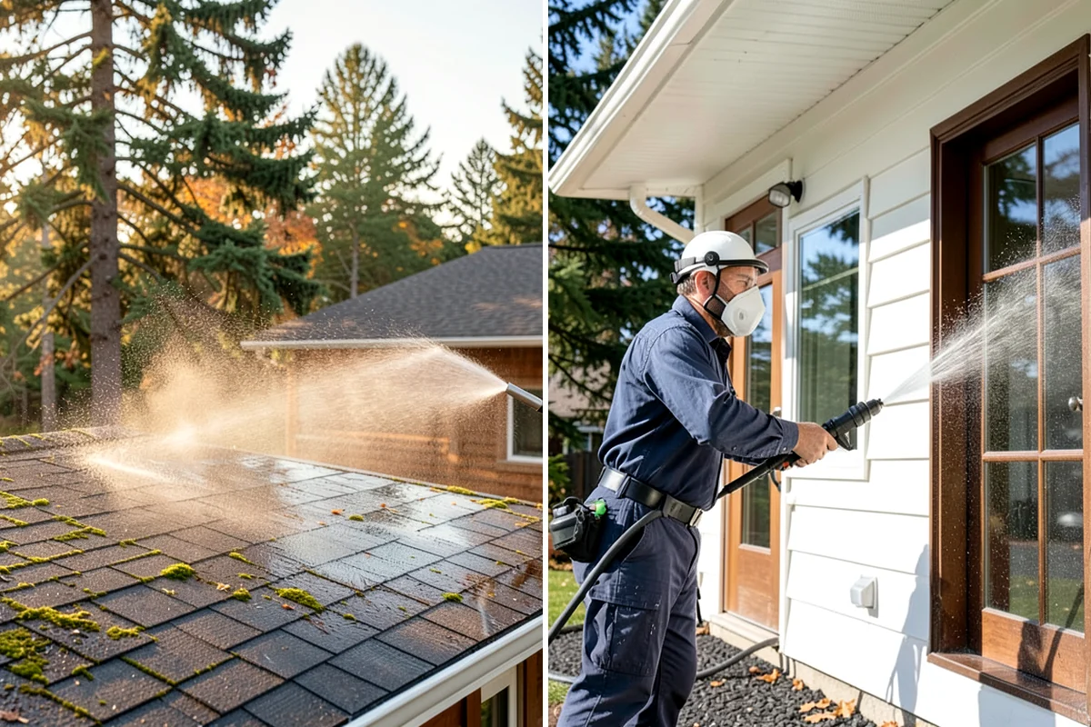 Concrete Surface Cleaning in Puyallup, Pierce County, WA - Clear debris and pre-treat organic growth