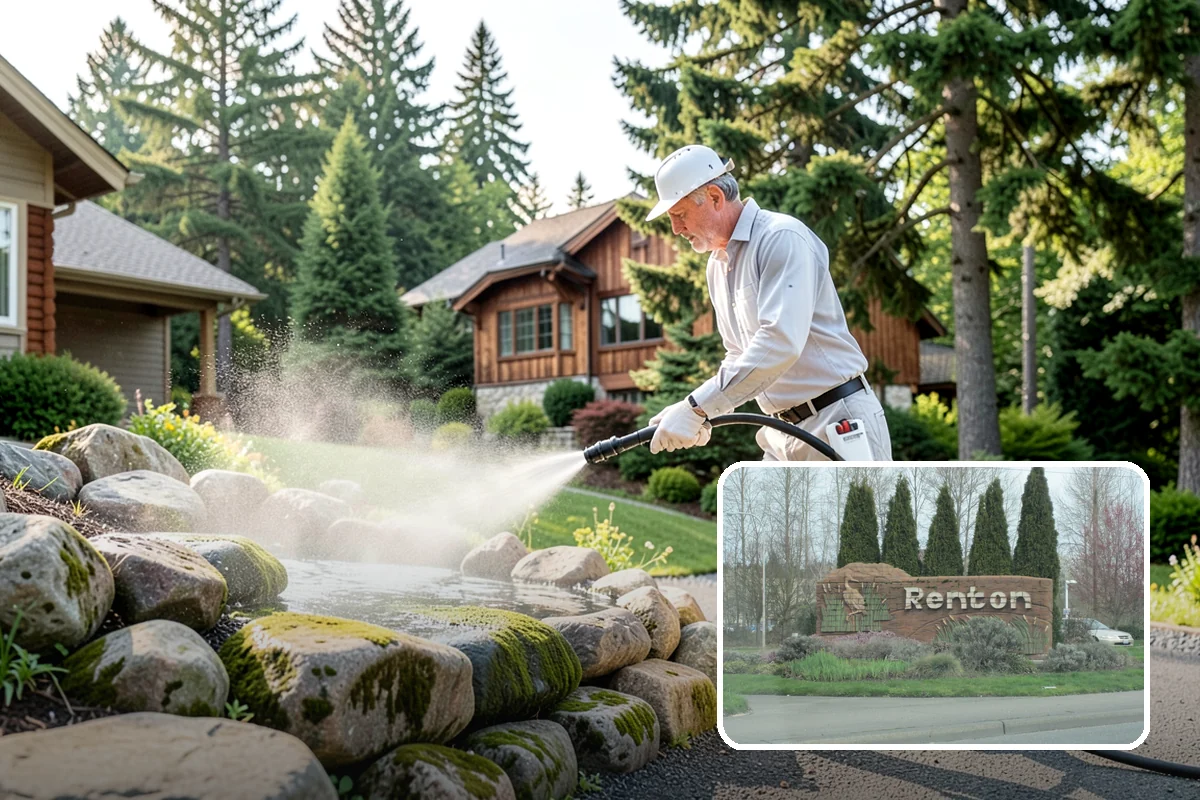 Concrete Surface Cleaning in Renton, King County, WA - Removes green film, dirt, and organic staining