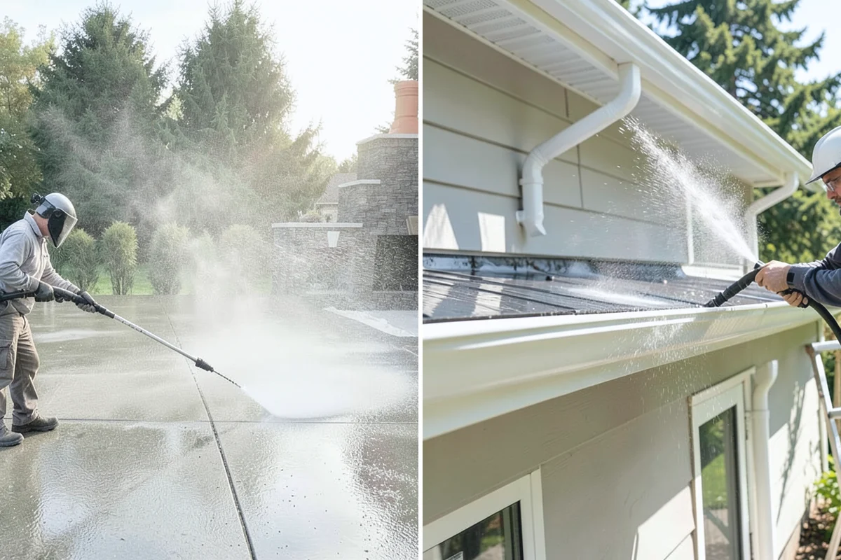 Concrete Surface Cleaning in Renton, King County, WA - Clear debris and pre-treat organic growth