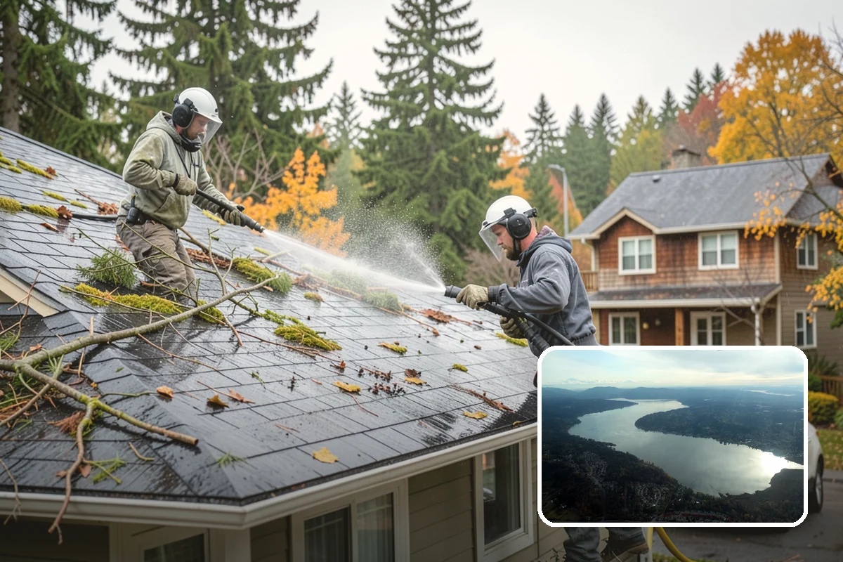 Concrete Surface Cleaning in Sammamish, King County, WA - Removes green film, dirt, and organic staining
