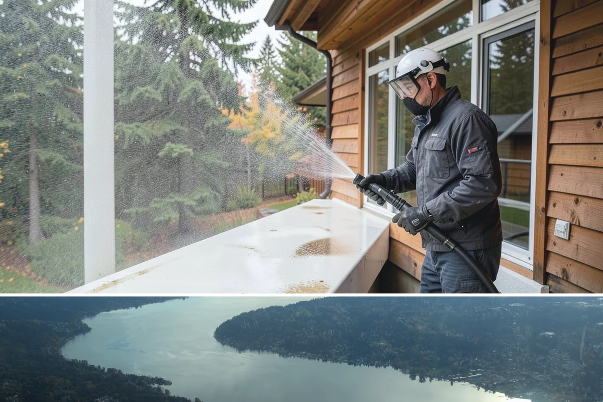 Concrete Surface Cleaning in Sammamish, King County, WA - Clean concrete surfaces in spring or summer once the weather dries out, clearing the film that builds through the wet season.