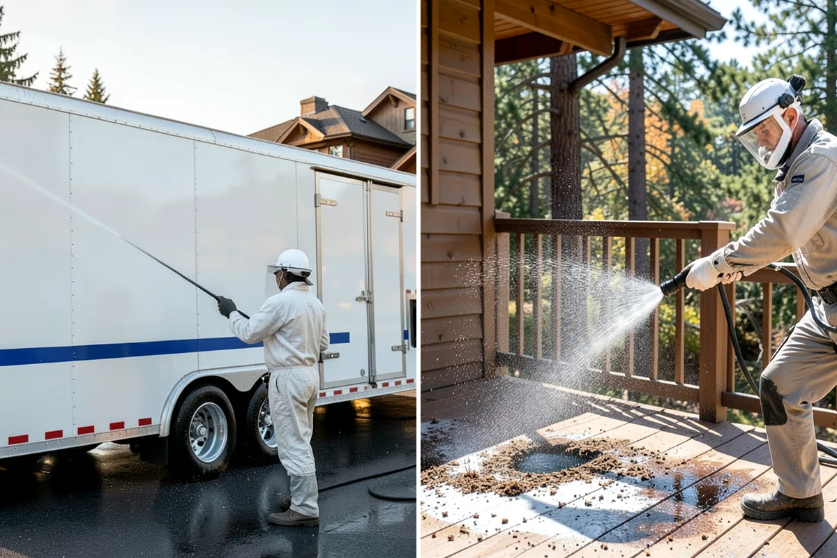 Concrete Surface Cleaning in SeaTac, King County, WA - Clear debris and pre-treat organic growth
