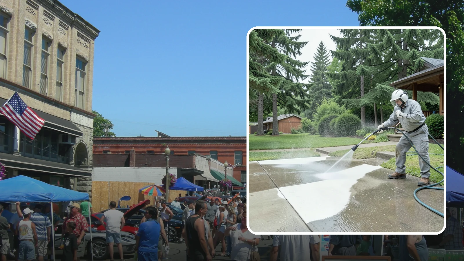 Concrete Surface Cleaning in Snohomish, Snohomish County, WA - General concrete surface cleaning that clears dirt, moss film, and organic staining from flatwork and walls.