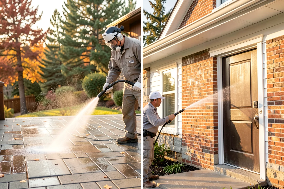 Concrete Surface Cleaning in Snoqualmie, King County, WA - Clear debris and pre-treat organic growth