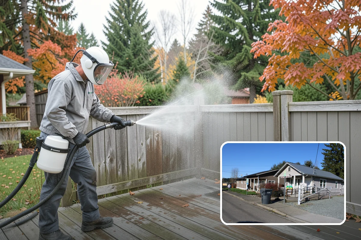 Concrete Surface Cleaning in South Prairie, Pierce County, WA - Removes green film, dirt, and organic staining
