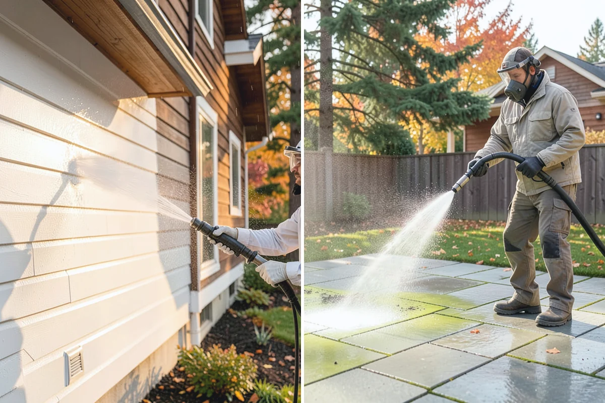 Concrete Surface Cleaning in South Prairie, Pierce County, WA - Clear debris and pre-treat organic growth