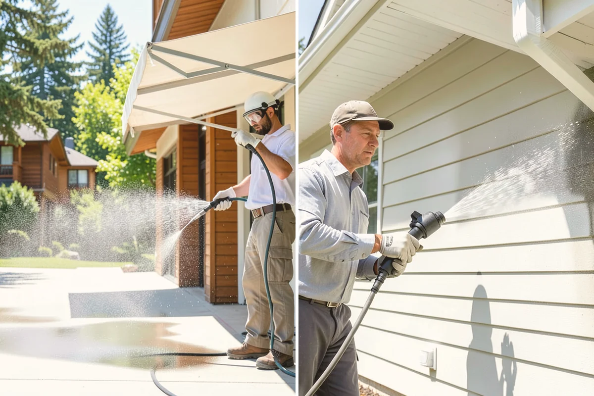 Concrete Surface Cleaning in Stanwood, Snohomish County, WA - Clear debris and pre-treat organic growth