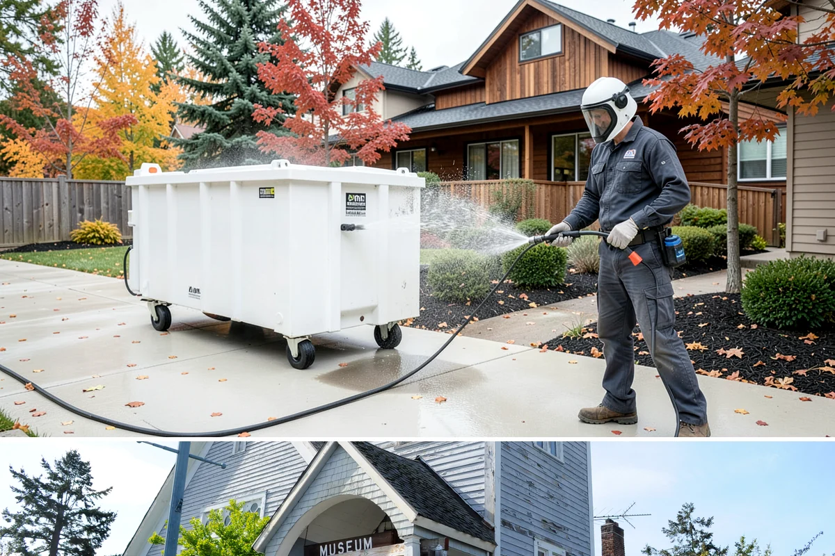 Concrete Surface Cleaning in Steilacoom, Pierce County, WA - Clean concrete surfaces in spring or summer once the weather dries out, clearing the film that builds through the wet season.