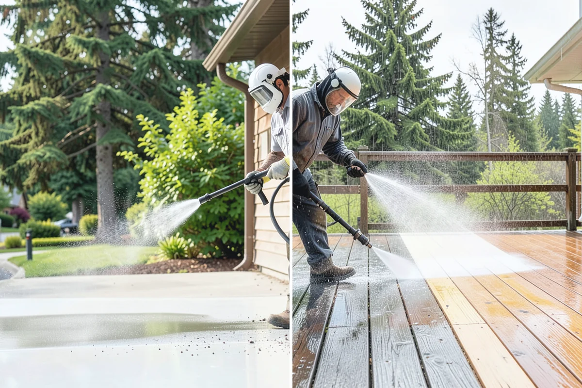 Concrete Surface Cleaning in Sumner, Pierce County, WA - Clear debris and pre-treat organic growth