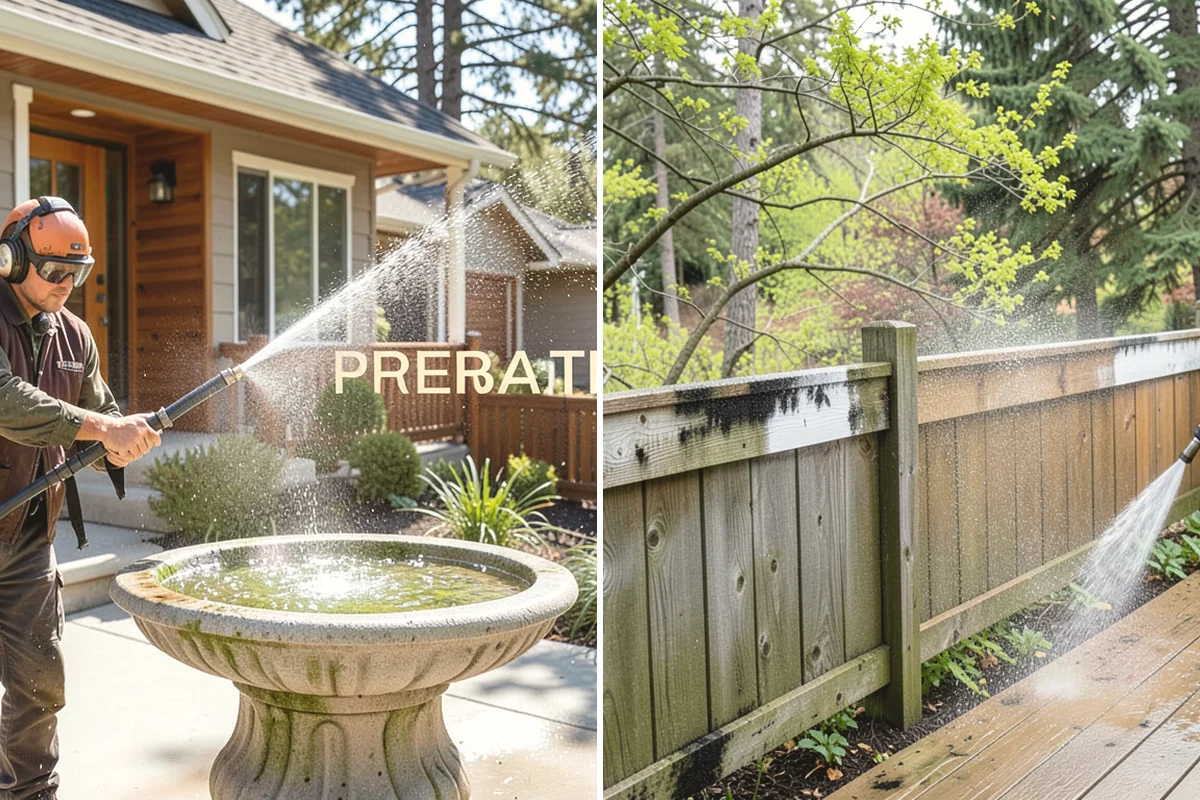Concrete Surface Cleaning in Tacoma, Pierce County, WA - Clear debris and pre-treat organic growth
