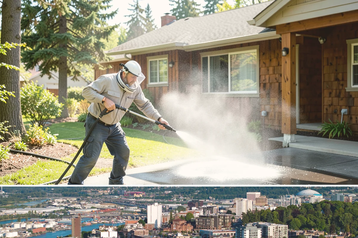 Concrete Surface Cleaning in Tacoma, Pierce County, WA - Clean concrete surfaces in spring or summer once the weather dries out, clearing the film that builds through the wet season.