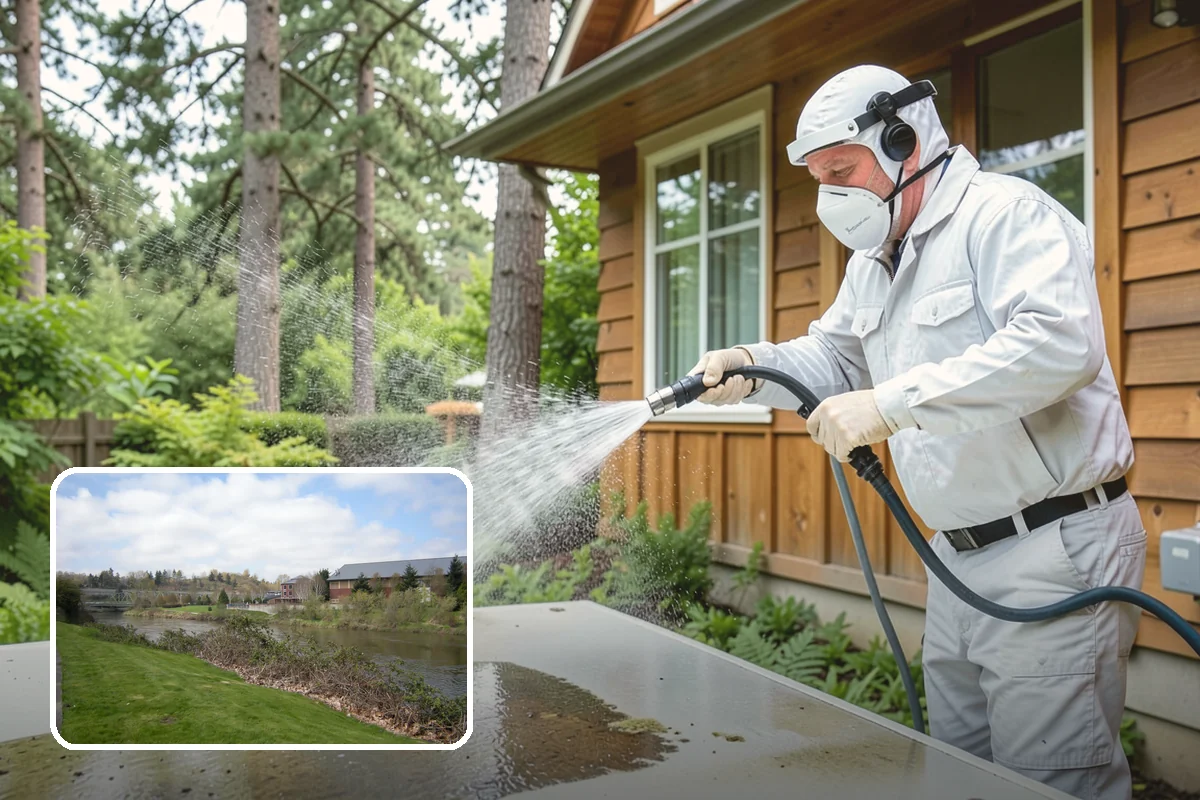 Concrete Surface Cleaning in Tukwila, King County, WA - Removes green film, dirt, and organic staining