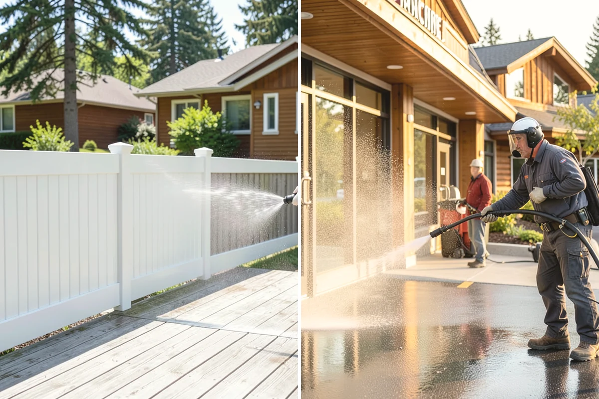Concrete Surface Cleaning in Tukwila, King County, WA - Clear debris and pre-treat organic growth