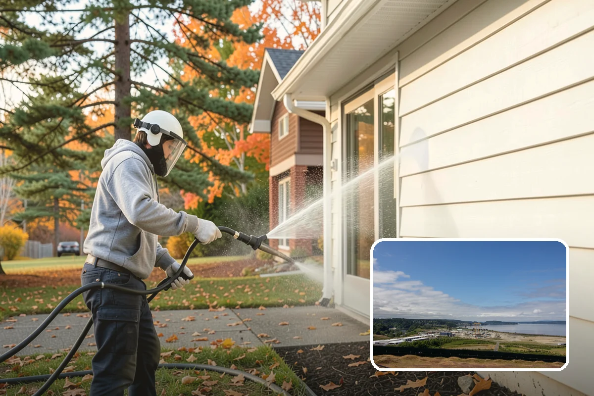 Concrete Surface Cleaning in University Place, Pierce County, WA - Removes green film, dirt, and organic staining