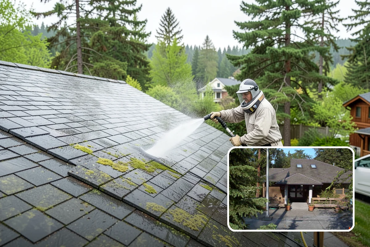 Concrete Surface Cleaning in Yarrow Point, King County, WA - Removes green film, dirt, and organic staining