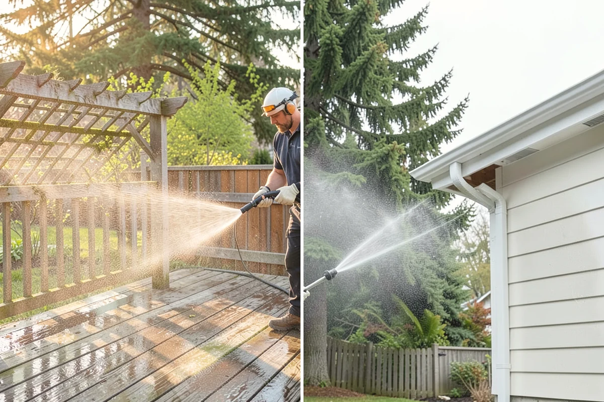 Concrete Surface Cleaning in Yarrow Point, King County, WA - Clear debris and pre-treat organic growth