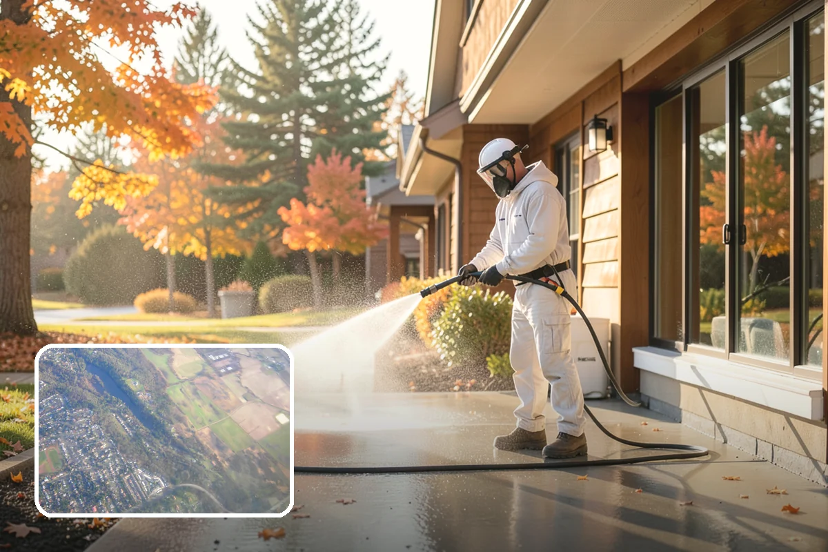Concrete Walkway Cleaning in Algona, King County, WA - Lifts embedded grime from porous concrete