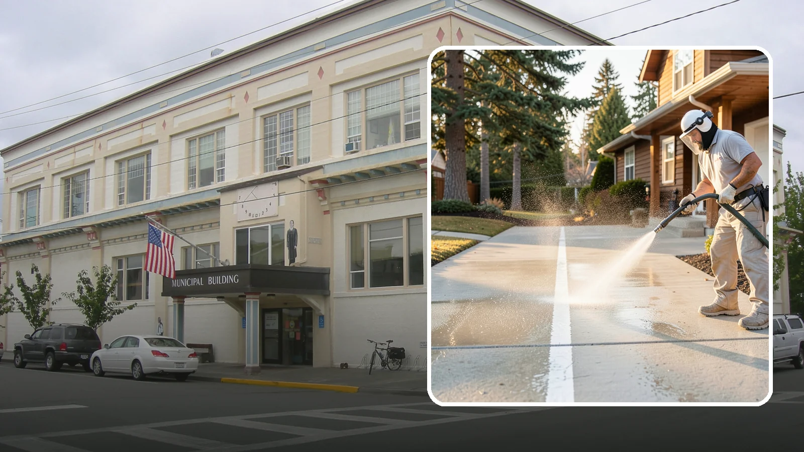 Concrete Walkway Cleaning in Anacortes, Skagit County, WA - Deep-clean poured concrete walkways to lift years of Northwest grime, algae, and shaded discoloration.