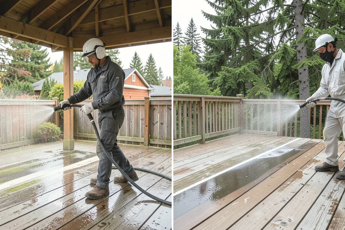 Concrete Walkway Cleaning in Anacortes, Skagit County, WA - Clear debris and protect adjacent planting beds