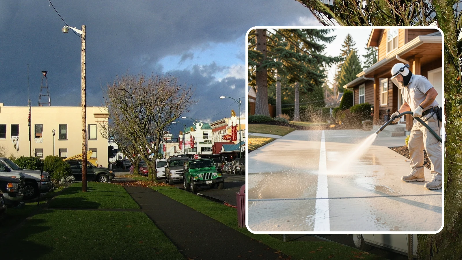 Concrete Walkway Cleaning in Arlington, Snohomish County, WA - Deep-clean poured concrete walkways to lift years of Northwest grime, algae, and shaded discoloration.
