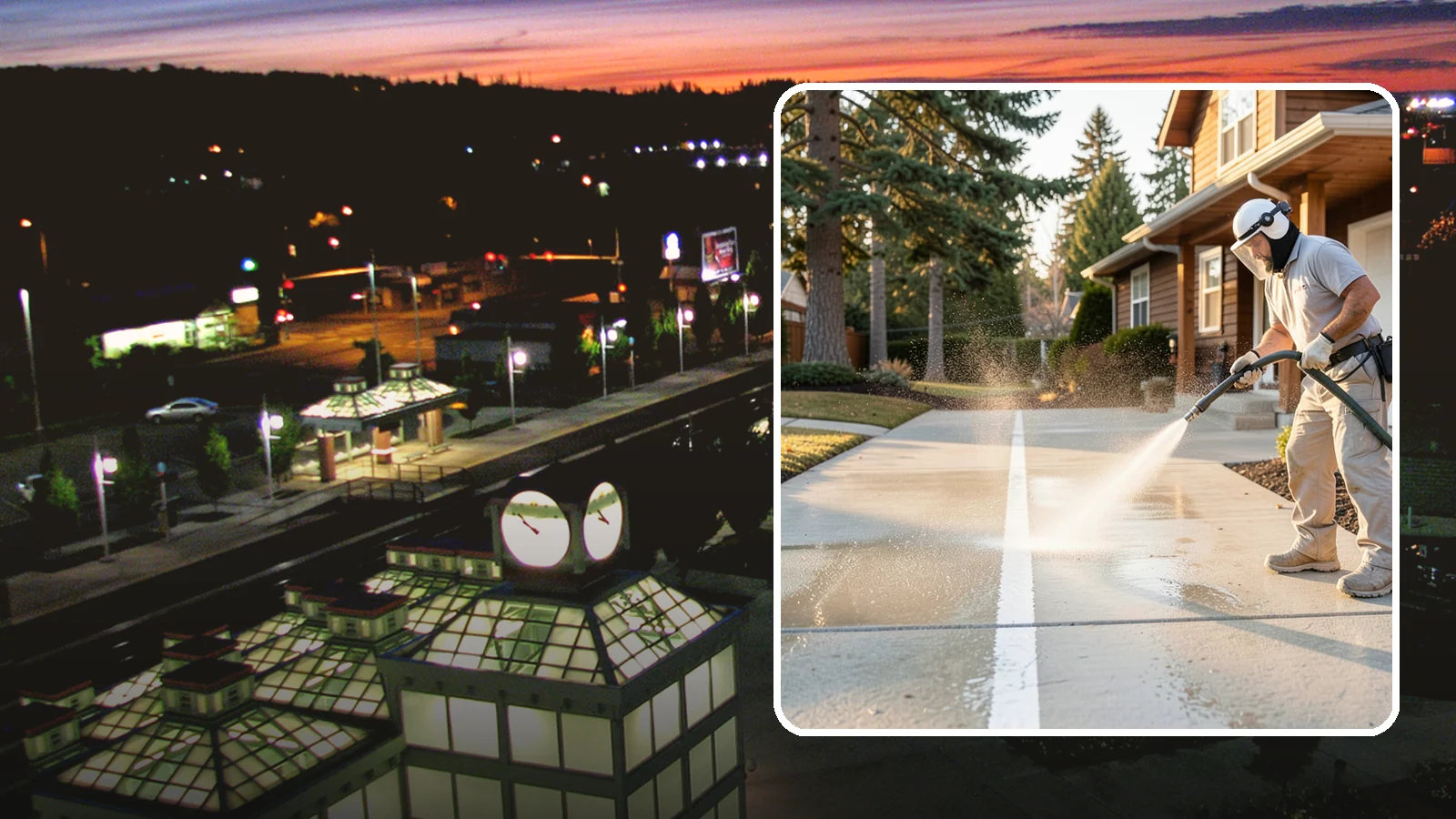 Concrete Walkway Cleaning in Auburn, King County, WA - Deep-clean poured concrete walkways to lift years of Northwest grime, algae, and shaded discoloration.