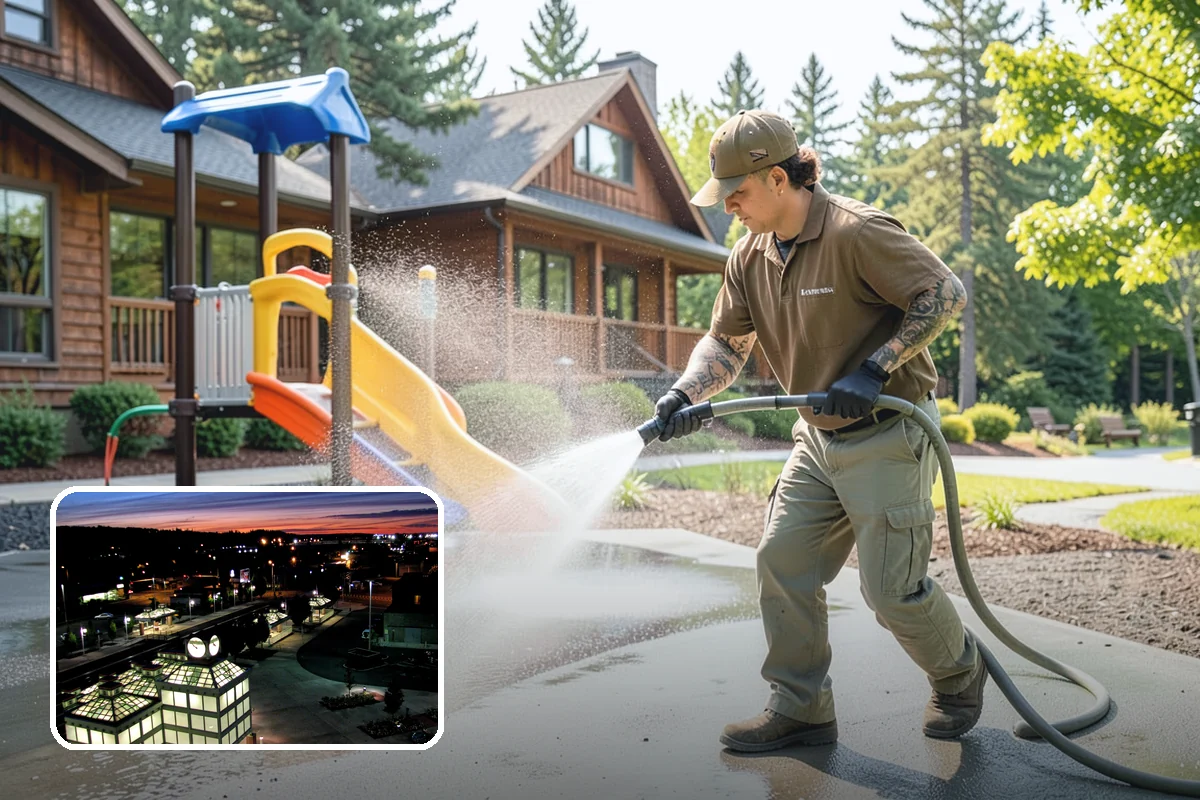 Concrete Walkway Cleaning in Auburn, King County, WA - Lifts embedded grime from porous concrete