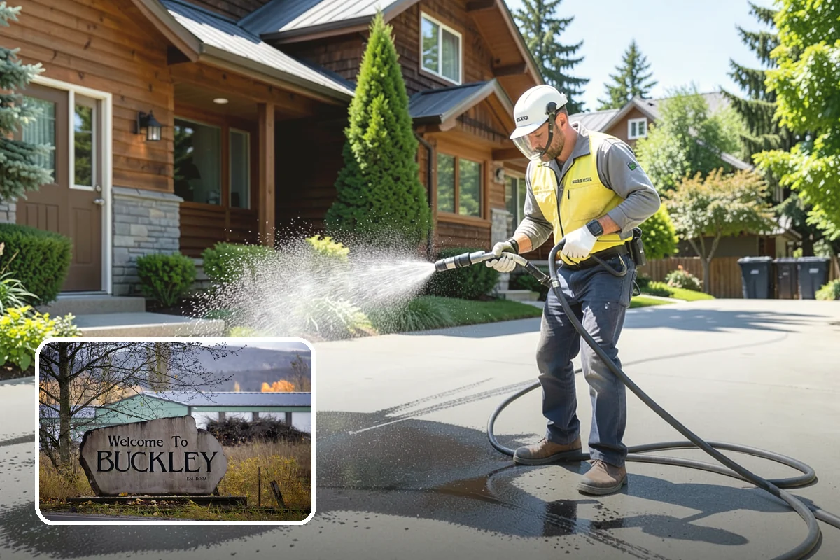Concrete Walkway Cleaning in Buckley, Pierce County, WA - Lifts embedded grime from porous concrete
