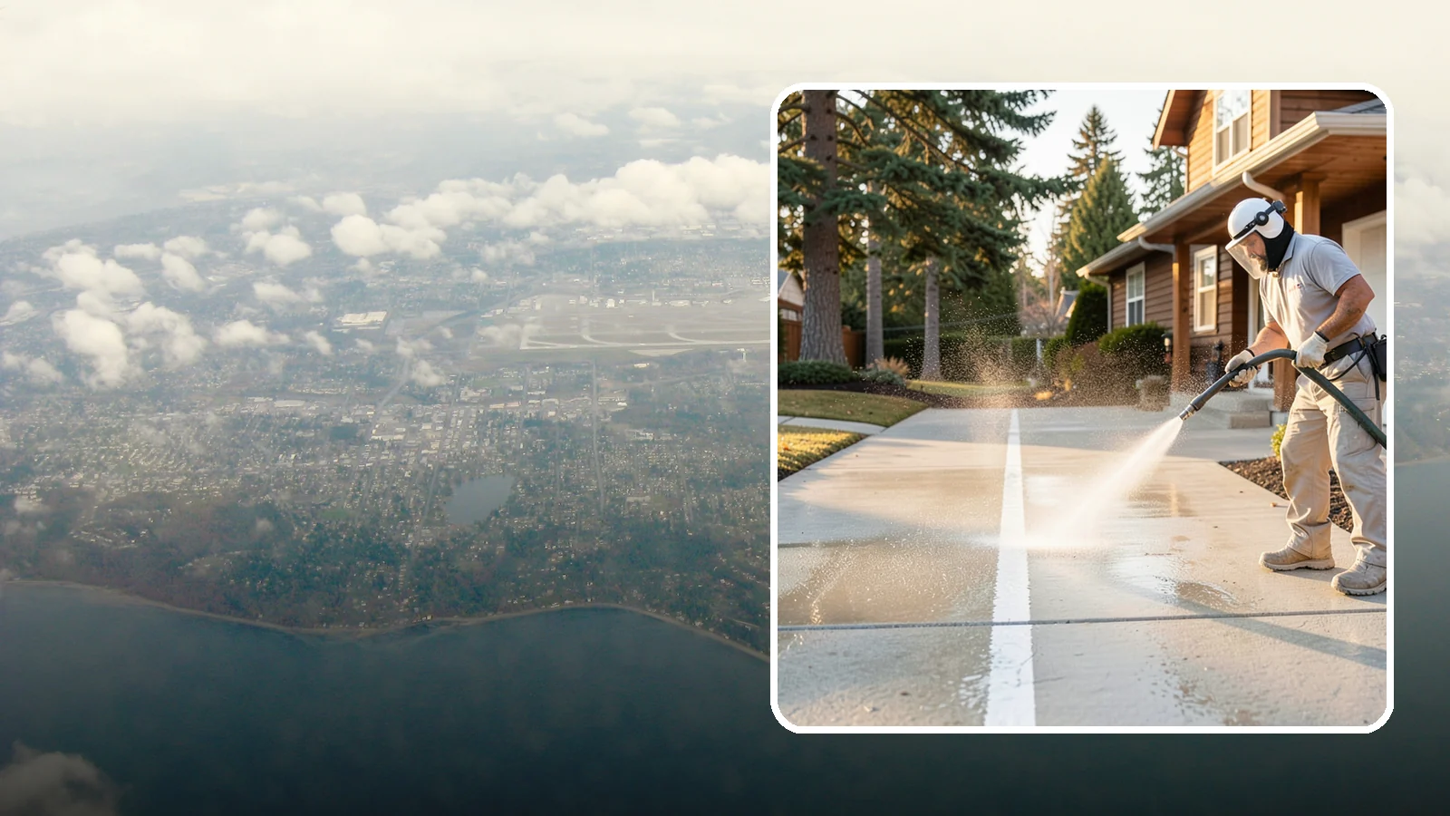 Concrete Walkway Cleaning in Burien, King County, WA - Deep-clean poured concrete walkways to lift years of Northwest grime, algae, and shaded discoloration.