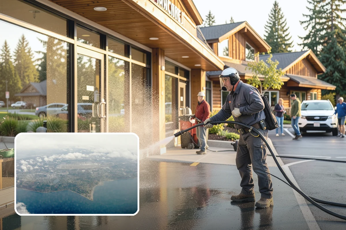 Concrete Walkway Cleaning in Burien, King County, WA - Lifts embedded grime from porous concrete