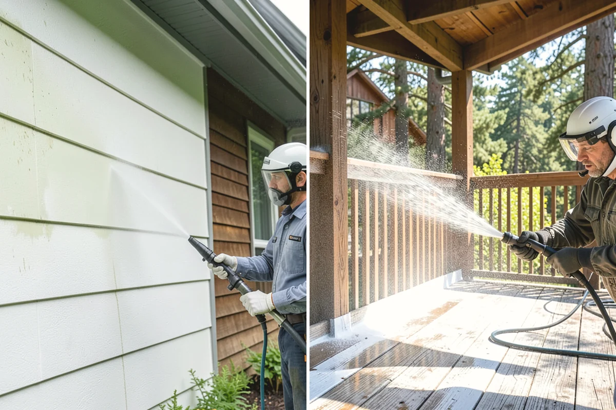 Concrete Walkway Cleaning in Burien, King County, WA - Clear debris and protect adjacent planting beds