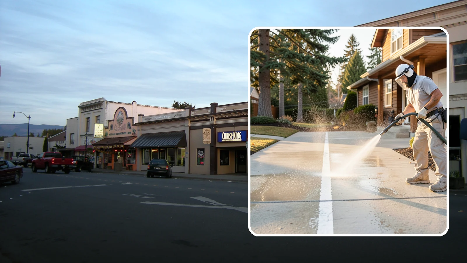 Concrete Walkway Cleaning in Burlington, Skagit County, WA - Deep-clean poured concrete walkways to lift years of Northwest grime, algae, and shaded discoloration.