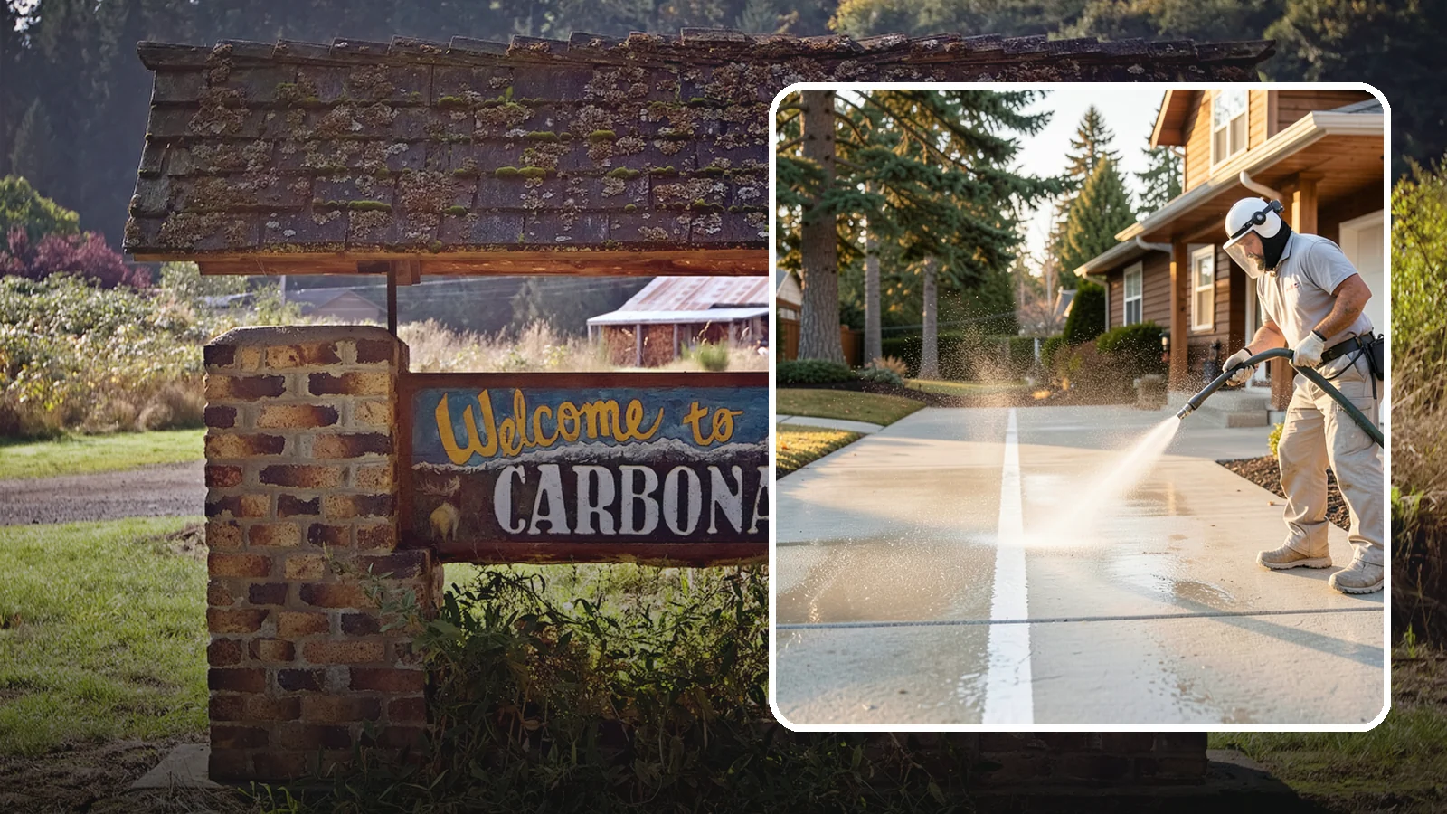 Concrete Walkway Cleaning in Carbonado, Pierce County, WA - Deep-clean poured concrete walkways to lift years of Northwest grime, algae, and shaded discoloration.