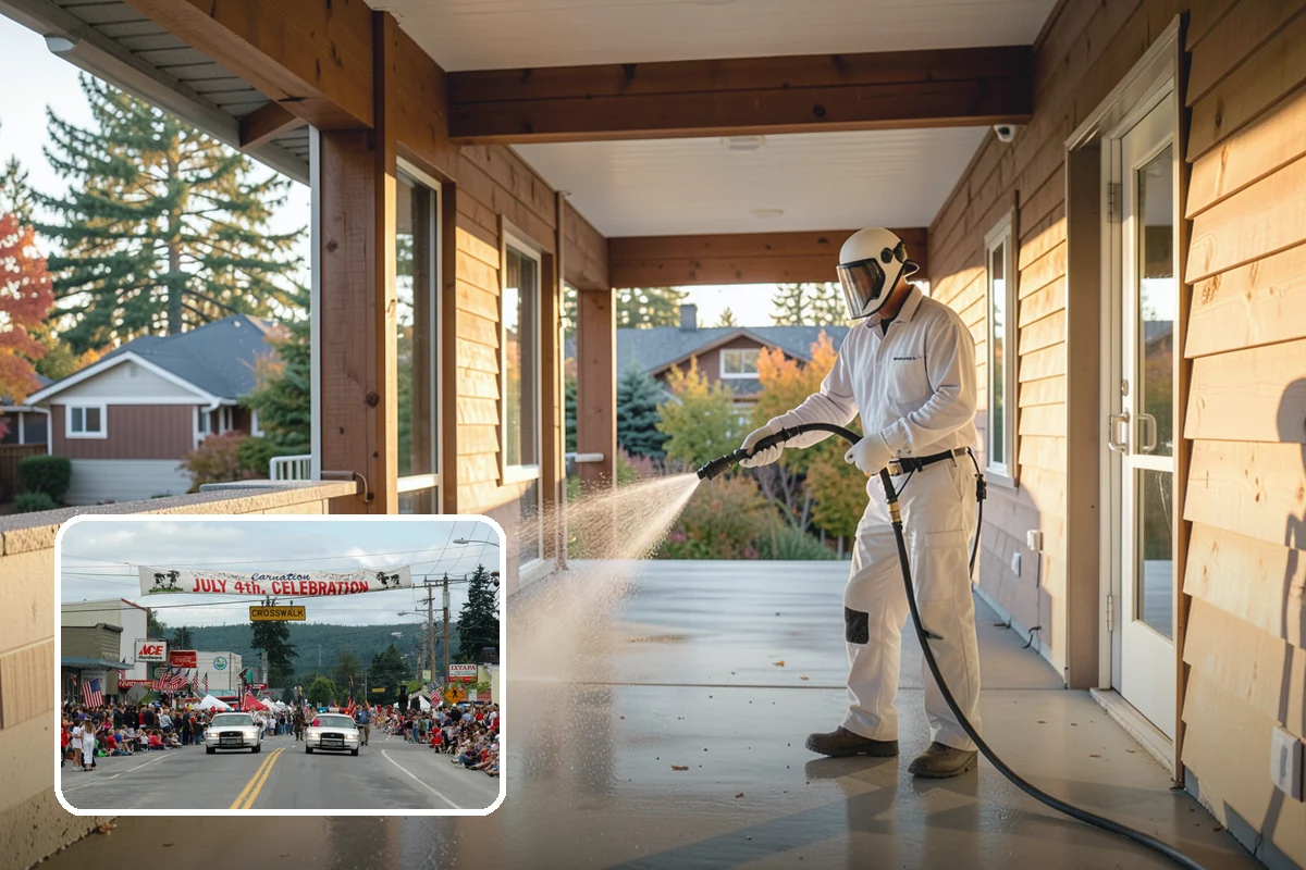 Concrete Walkway Cleaning in Carnation, King County, WA - Lifts embedded grime from porous concrete