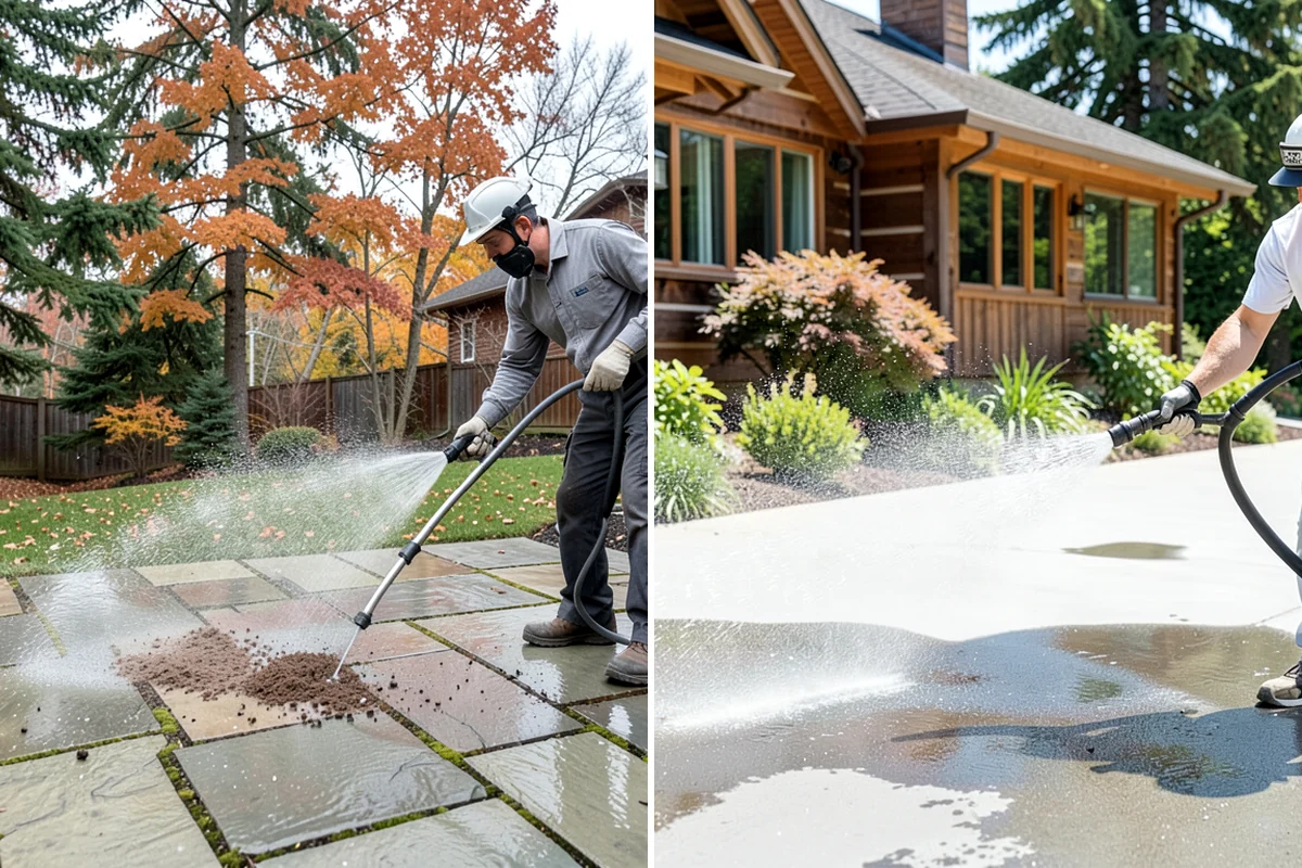 Concrete Walkway Cleaning in Concrete, Skagit County, WA - Clear debris and protect adjacent planting beds