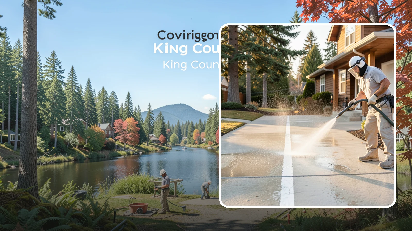 Concrete Walkway Cleaning in Covington, King County, WA - Deep-clean poured concrete walkways to lift years of Northwest grime, algae, and shaded discoloration.