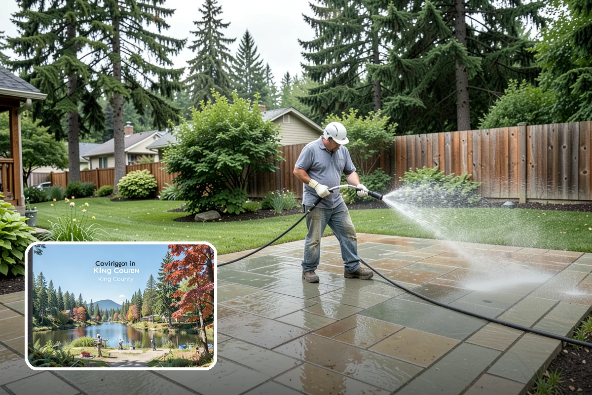 Concrete Walkway Cleaning in Covington, King County, WA - Lifts embedded grime from porous concrete