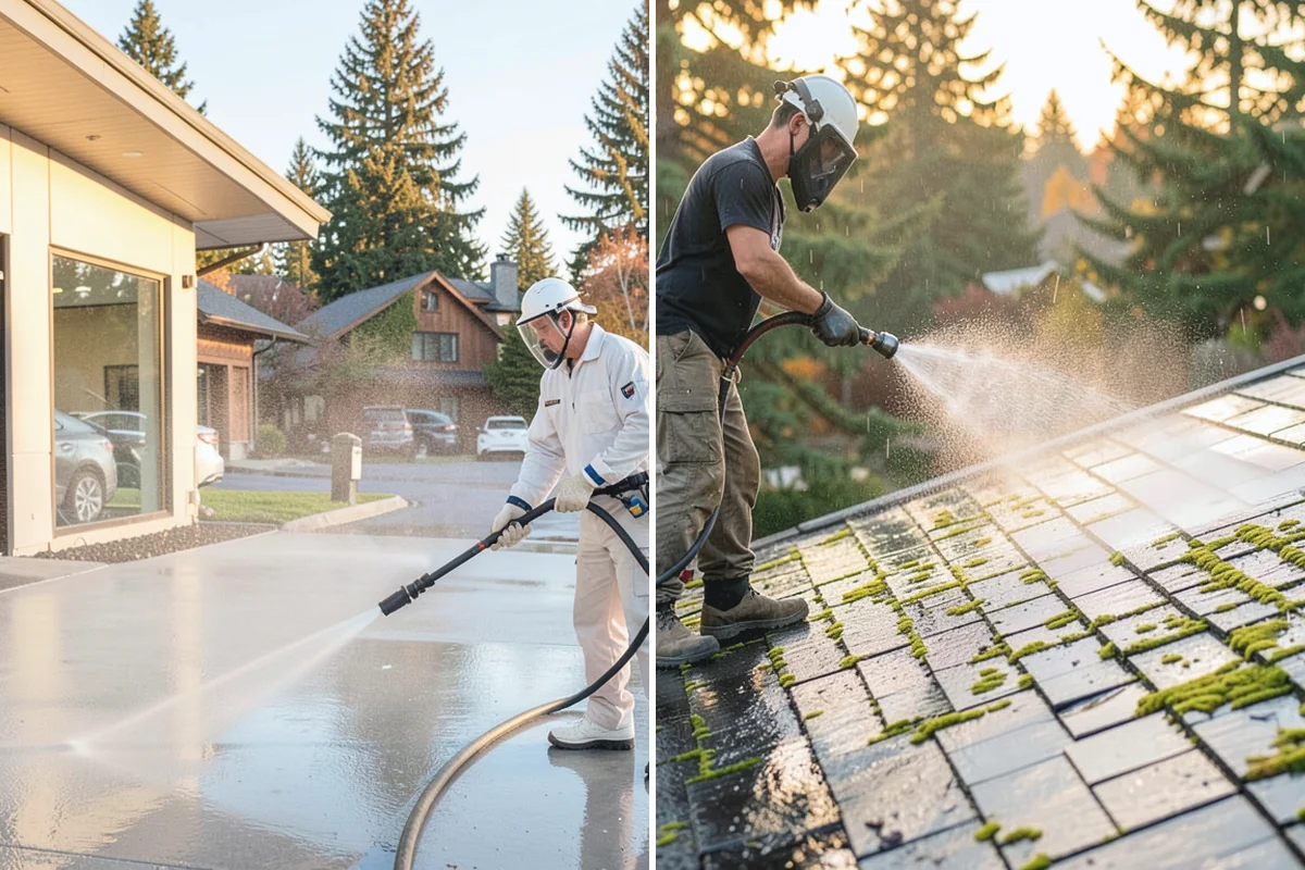 Concrete Walkway Cleaning in Darrington, Snohomish County, WA - Clear debris and protect adjacent planting beds