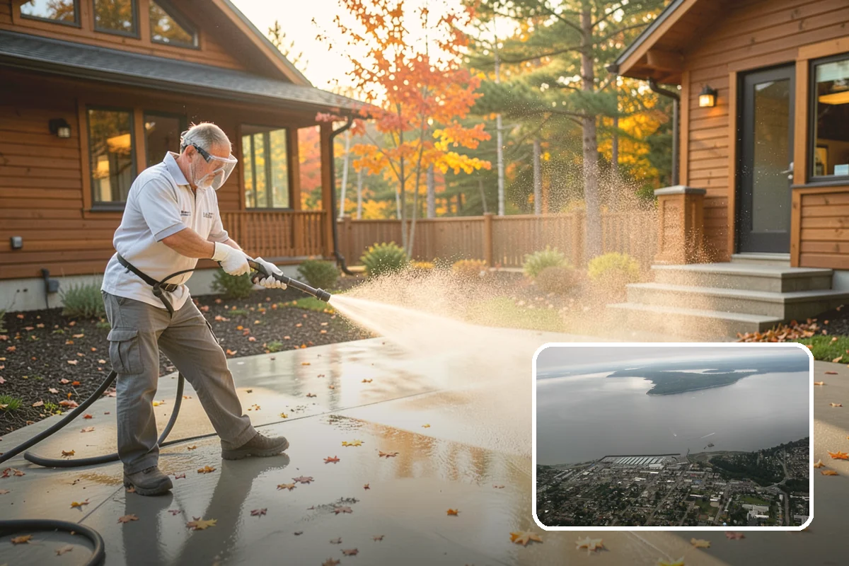 Concrete Walkway Cleaning in Des Moines, King County, WA - Lifts embedded grime from porous concrete