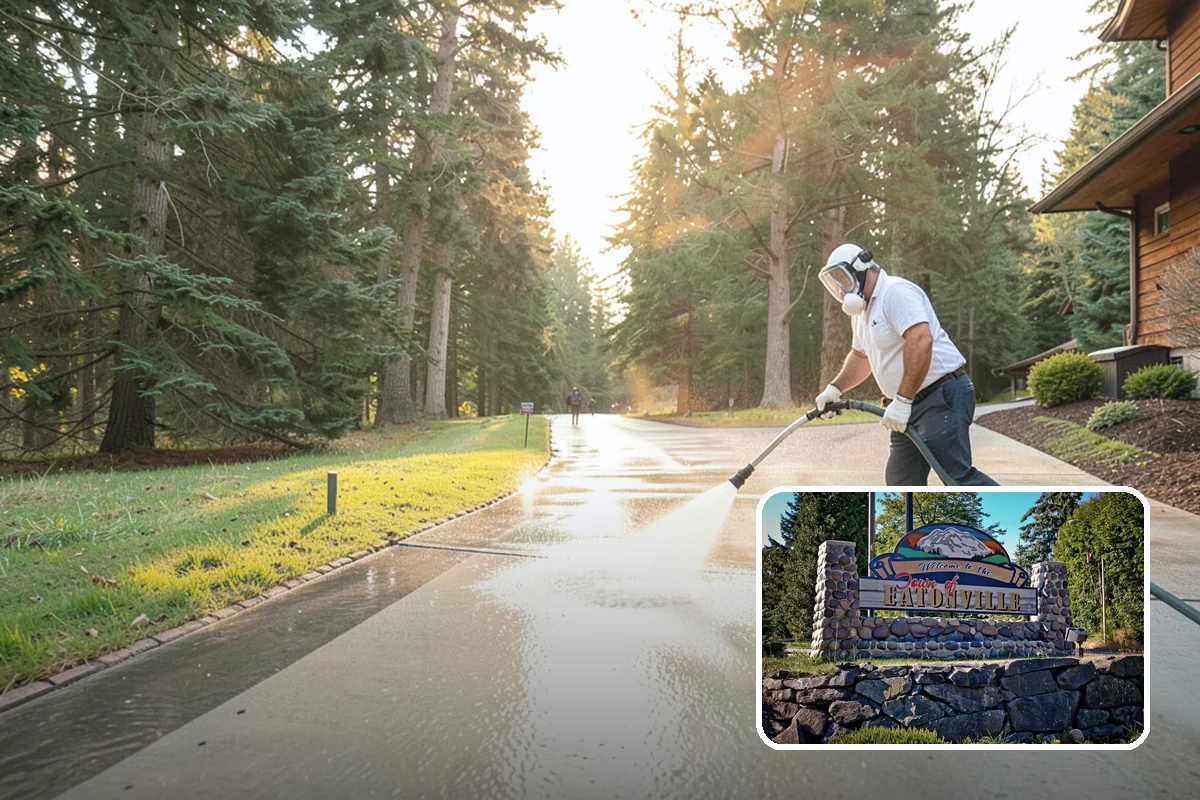 Concrete Walkway Cleaning in Eatonville, Pierce County, WA - Lifts embedded grime from porous concrete