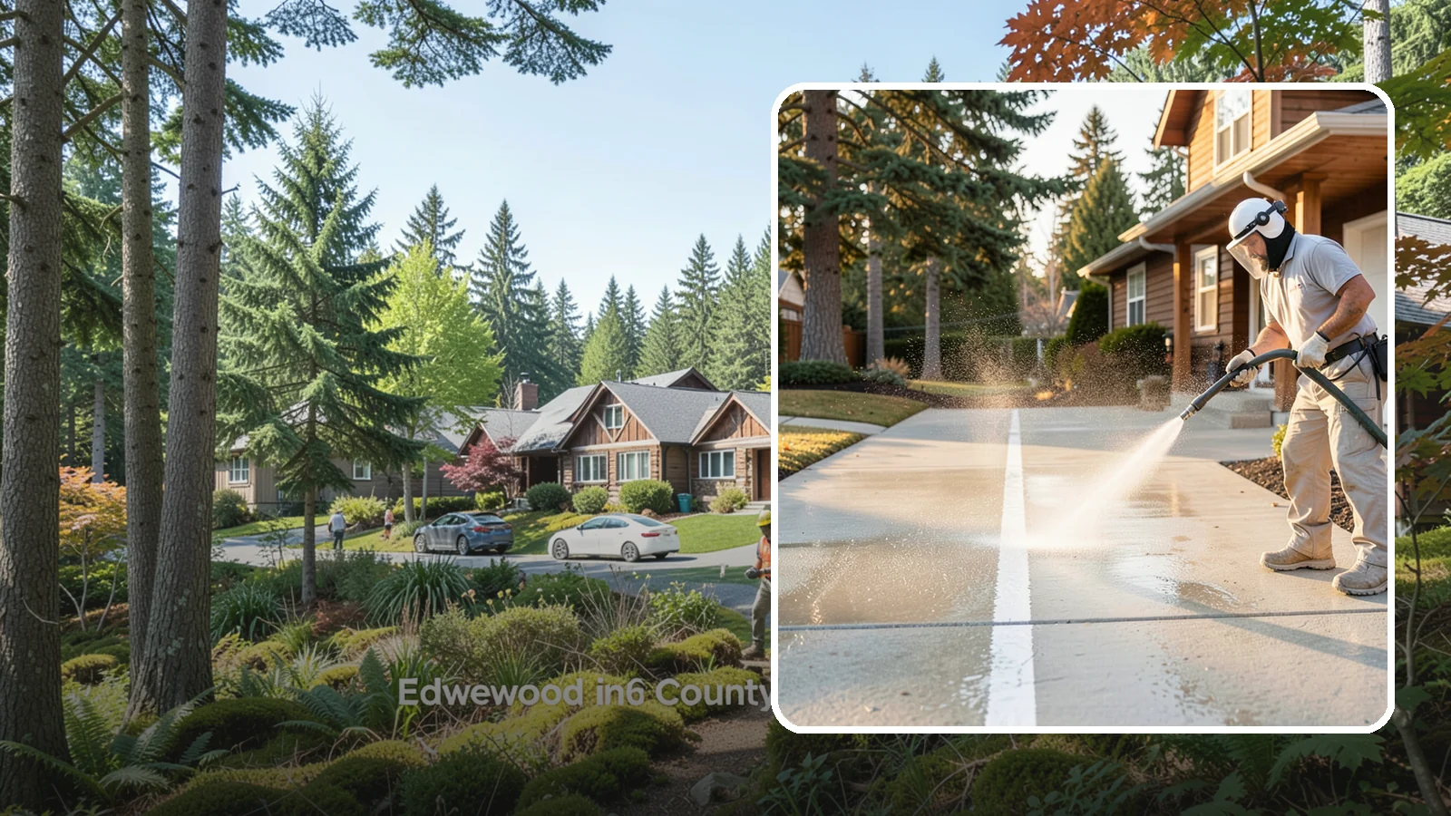 Concrete Walkway Cleaning in Edgewood, Pierce County, WA - Deep-clean poured concrete walkways to lift years of Northwest grime, algae, and shaded discoloration.