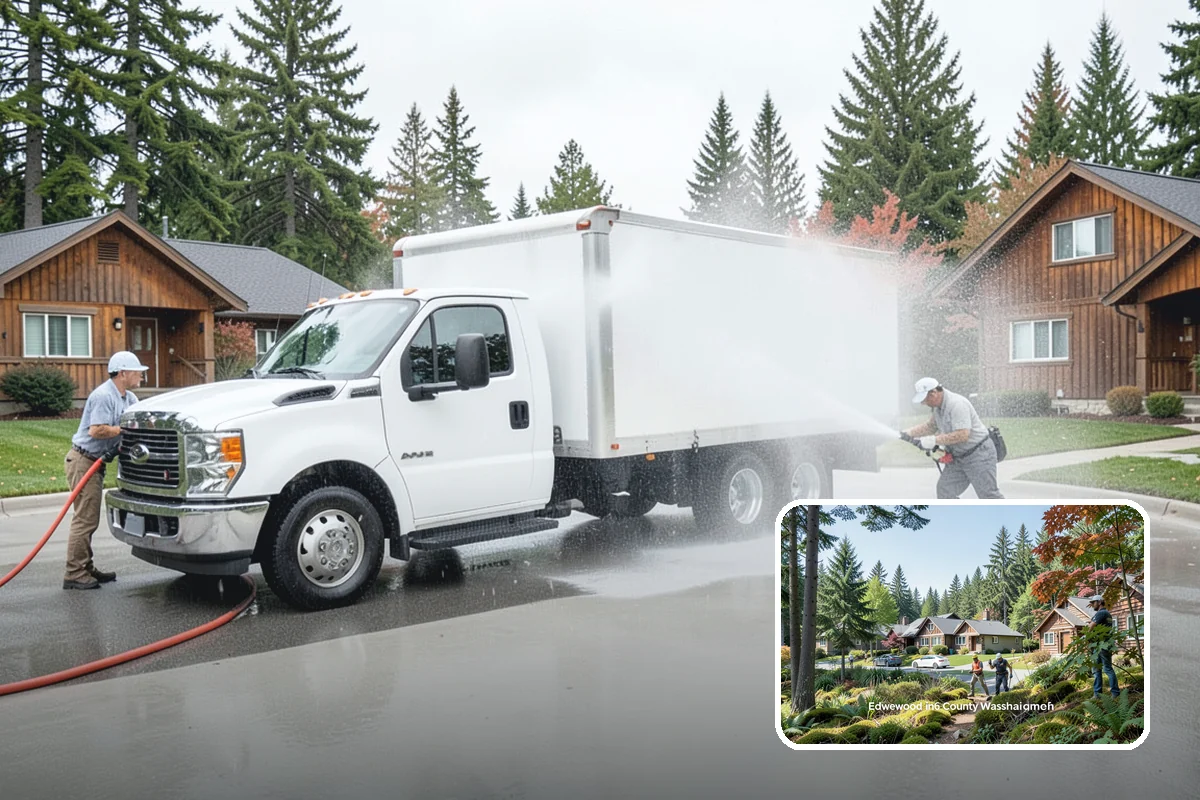 Concrete Walkway Cleaning in Edgewood, Pierce County, WA - Lifts embedded grime from porous concrete
