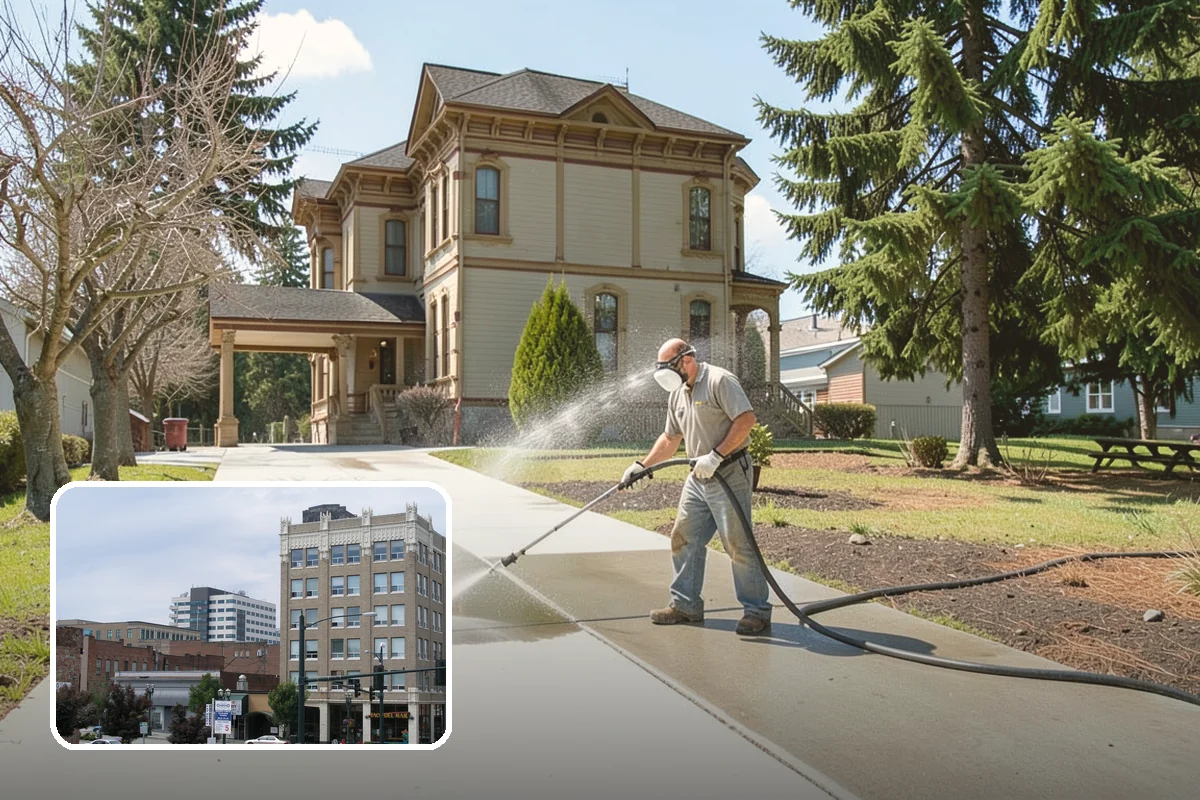 Concrete Walkway Cleaning in Everett, Snohomish County, WA - Lifts embedded grime from porous concrete