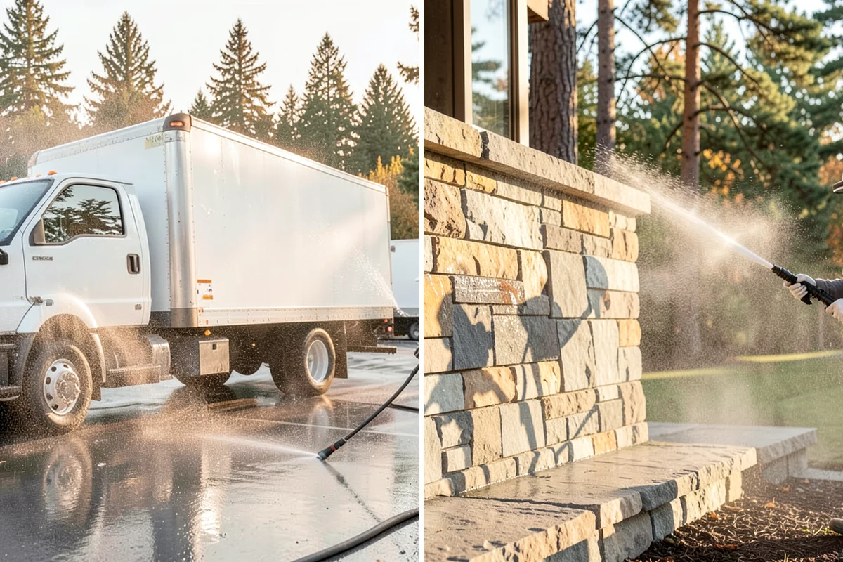 Concrete Walkway Cleaning in Federal Way, King County, WA - Clear debris and protect adjacent planting beds