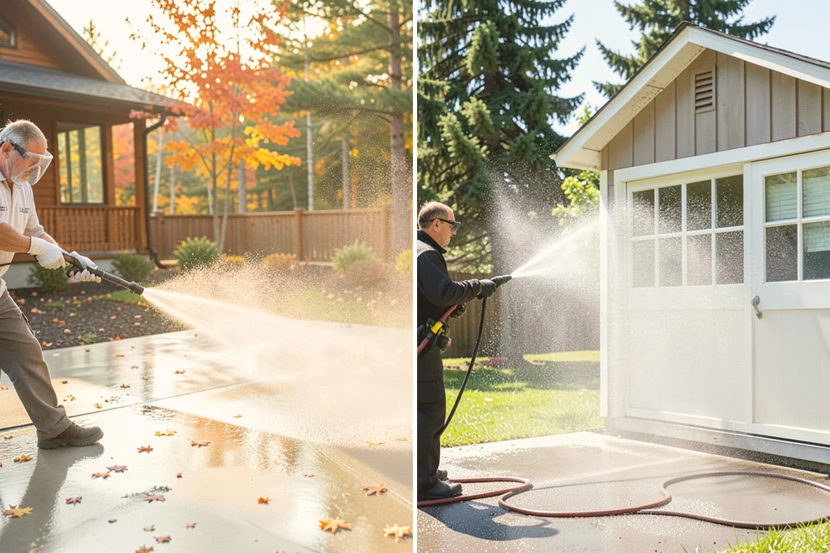 Concrete Walkway Cleaning in Fife, Pierce County, WA - Clear debris and protect adjacent planting beds
