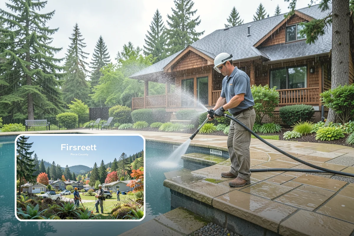 Concrete Walkway Cleaning in Fircrest, Pierce County, WA - Lifts embedded grime from porous concrete