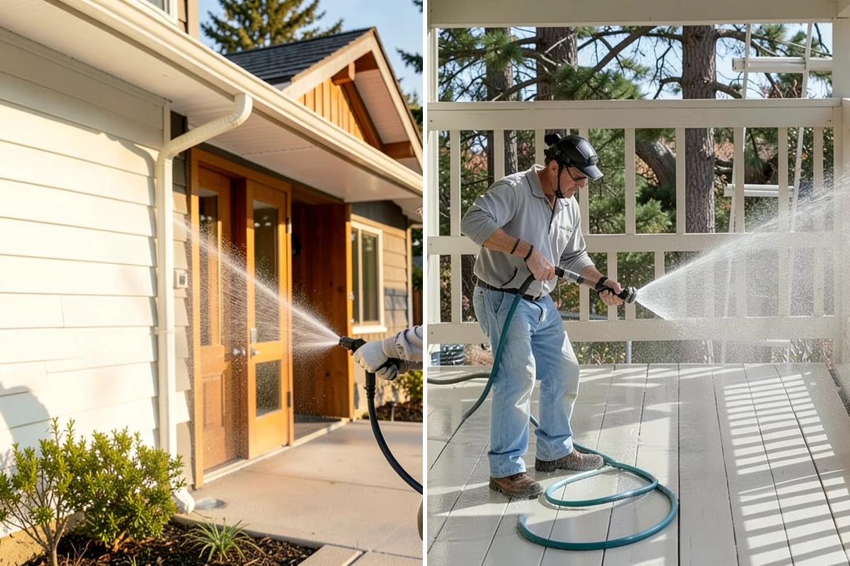Concrete Walkway Cleaning in Fircrest, Pierce County, WA - Clear debris and protect adjacent planting beds