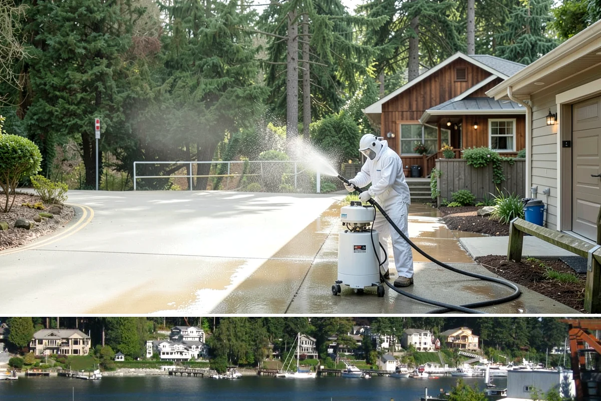 Concrete Walkway Cleaning in Gig Harbor, Pierce County, WA - Plan concrete walkway cleaning for a drier window from May to September so the slab can cure between rains.
