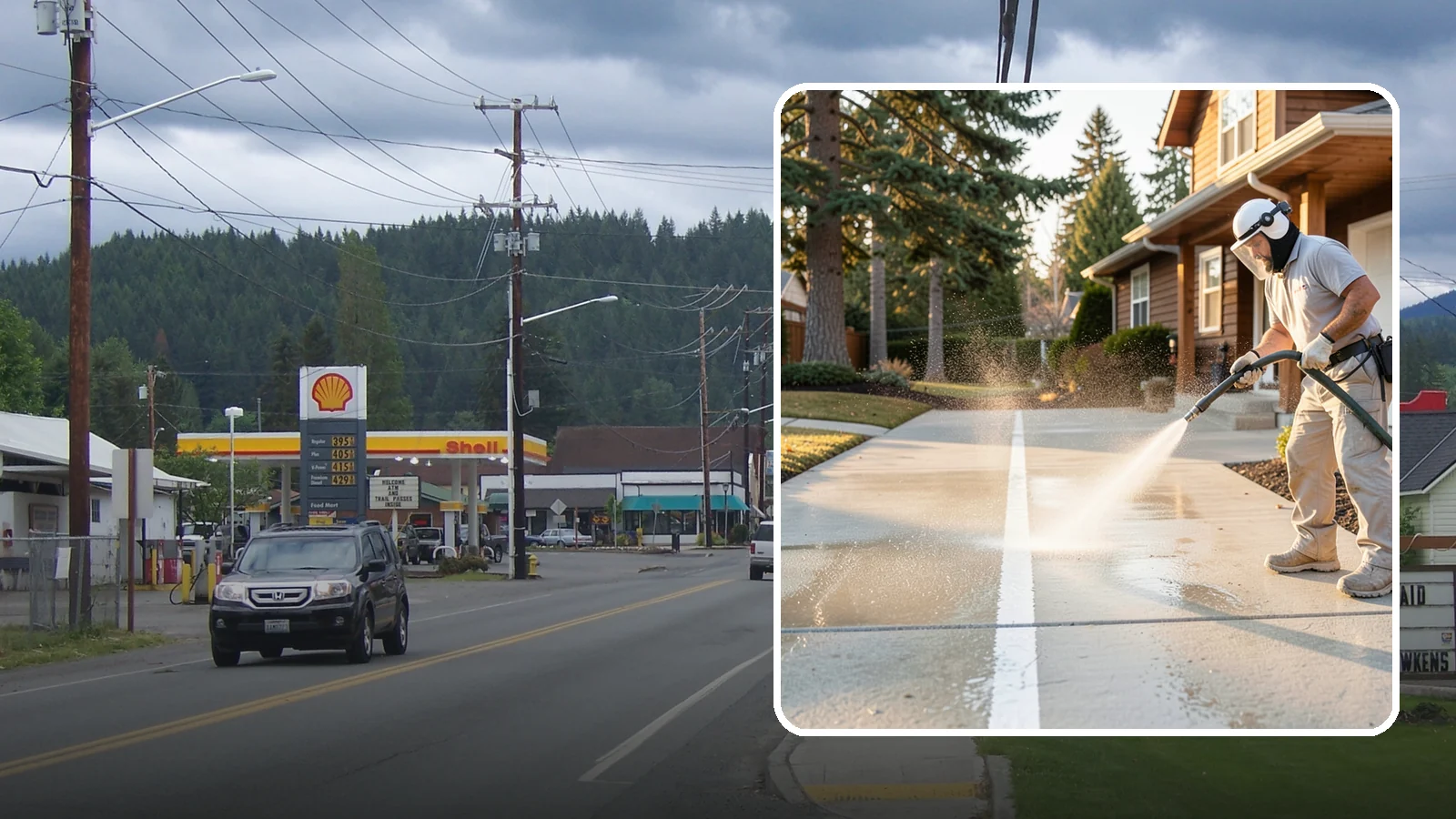 Concrete Walkway Cleaning in Granite Falls, Snohomish County, WA - Deep-clean poured concrete walkways to lift years of Northwest grime, algae, and shaded discoloration.