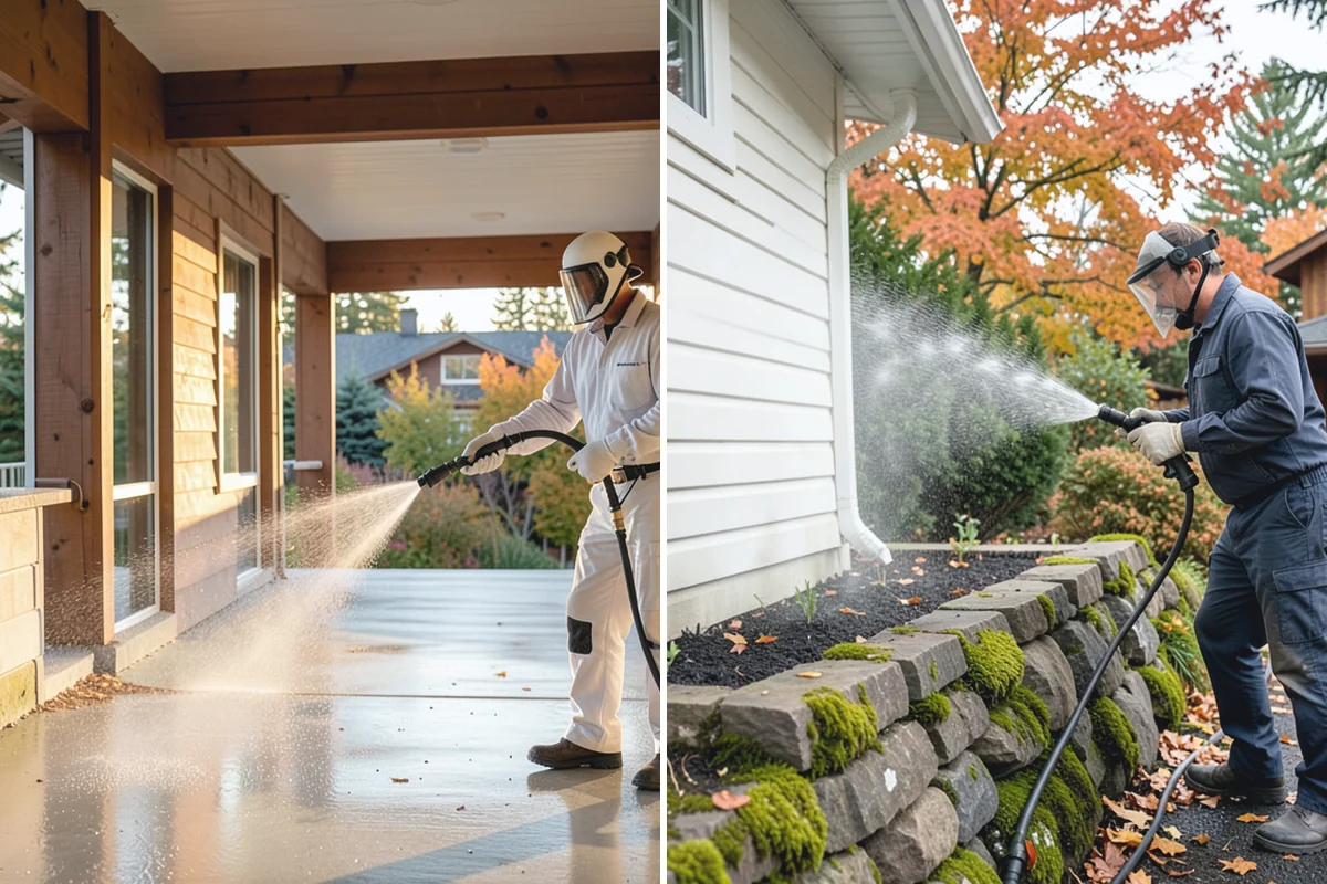 Concrete Walkway Cleaning in Granite Falls, Snohomish County, WA - Clear debris and protect adjacent planting beds
